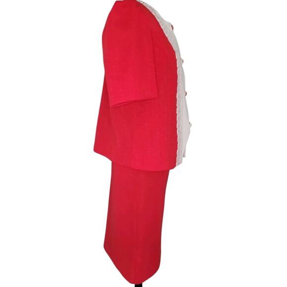VTG 80s Pablo Collection 14P Red White Pencil Skirt & Jacket Sexy Secretary EUC - Picture 2 of 12